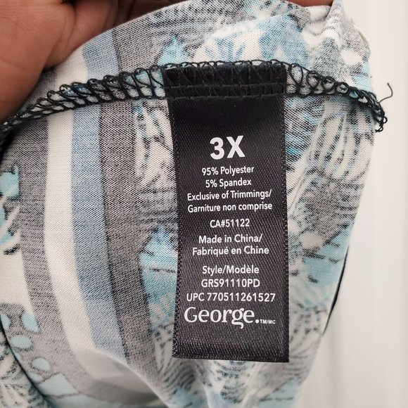 George Tropical Plants and Floral Print Short  Sleeve Blouse - Picture 9 of 9